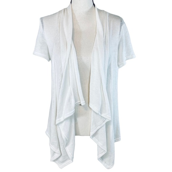 Willi Smith Knit Flowy Open Front Cardigan Womens Small White - Picture 8 of 8
